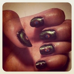 Tried to do #peacock #feather #nailart !! Failed miserably !!!  (Taken with instagram)