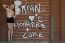 alysha:  i wish i knew someone named brian.  The super awesome Alysha Nett in a fun and sexy shot next to a rather interesting graffiti sign, lol check her out! she&rsquo;s gorgeous, and super nice! â™¥
