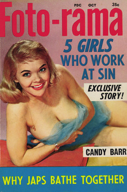 Candy Barr appears on the cover to the October &lsquo;60 issue of 'FOTO-RAMA&rsquo; magazine; a popular Men&rsquo;s Digest..