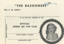 What your status card would look like, if you&rsquo;d been a loyal member of &ldquo;The Bazoomers&rdquo; &ndash; the Official Jennie Lee Fan Club..