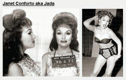 April 16, 1963 arrest photo of Jada (aka. Janet Conforto).. Arrested on unknown charges.. A few months later she would begin working at Jack Ruby&rsquo;s &lsquo;CAROUSEL Club&rsquo; in Dallas, Texas. One of her performances there, would be filmed. And