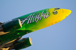 Youlikeairplanestoo:  This Alaska Airlines 737 Painted Up In Portland Timbers Colors