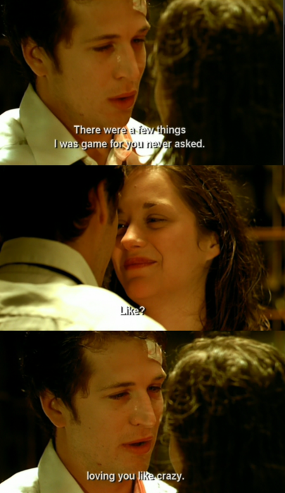 punchingin:   Jeux d’enfants (2003) this is the best line of the movie. well, one of the best.     The way she looks at him!!!