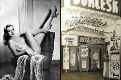Promotional photo of a young Rita Grable.. And the marquee of Buffalo&rsquo;s &lsquo;PALACE Burlesk&rsquo;, advertising one of her appearances..