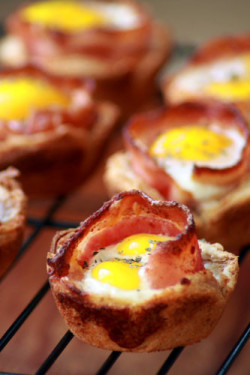 lehslee:  additude:  itsmytreats:   Bacon &amp; Eggs in Toast Cups  This look’s so GOOD !  Asdfghjkl;   Well, if the eggs are scrambled.