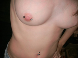 littlewench:  Topless tuesday… Oh yeah, I got my nipple pierced ;)  Can&rsquo;t wait to see more..
