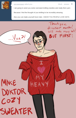 drvalkyrie:  catbountry:  doctoremz:  askheavy:  But make too big. :(  D’awwww   THAT’S SO ADORABLE.    So adorbs&hellip; &hellip;wait. I think I have an oversized red sweater in the closet&hellip;