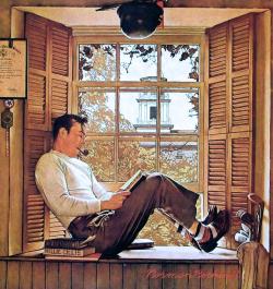 100artistsbook:  Norman Rockwell, Willie Gillis in College, Saturday Evening Post, October 5th, 1946 