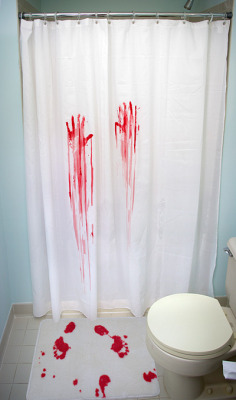 kitschyliving:  Horror Movie Shower Curtain Blood Bath Mat 