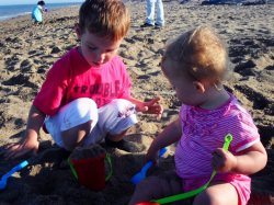 My little brother (3) &amp; my little sister (1 &amp; half) playing in the sand on Skegness beach &lt;3