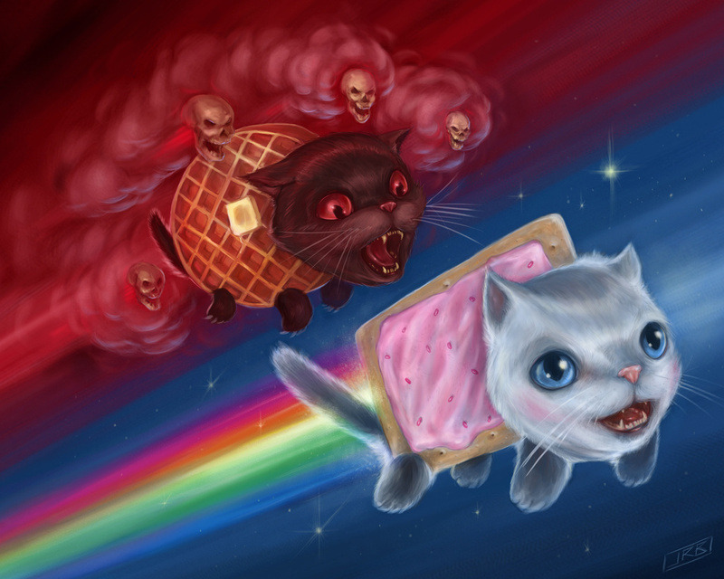 ianbrooks:  Nyan Cat vs. Tac Nayn by J.R. Barker Get the epic and never-ending breakfast