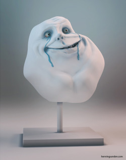 justinrampage:  The creepy looking Forever Alone meme got a complete 3D makeover by artist Henning Sanden. Check out the actual printed model here. Forever Alone Guy by Henning Sanden (deviantART) (Twitter) 