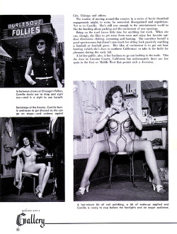 A page from a Camille profile, published in the November &lsquo;54 issue of 'Modern Man&rsquo; magazine..