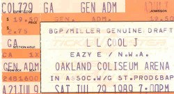 LL Cool J / Eazy-E / N.W.A Concert Ticket Stub, 1989