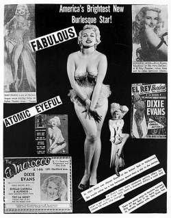 Dixie Evans..   &ldquo;America&rsquo;s Brightest New Burlesque Star!&rdquo; An early promo press package distributed to possible venue owners, via her Rep Agency..
