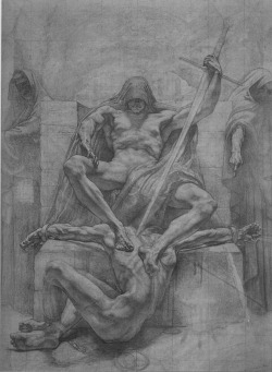Grumble-Grumble:  Untitled Prepatory Sketch By Jean Delville, For The Palais De Justice