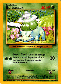 ninjawear:  theycallmediamondback:  *sniffles* I have the majority of these still  Bulbasuar and its evolutions was one of my favs cuz they could grow instant kush plants.   my childhood! :D