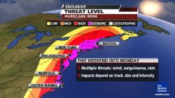 kassafrassa:  thebitterpill:  wxchannel:  From Stu Ostro: Dr. Knabb and I have just upped the Threat Level  to extreme from eastern NC across parts of the Mid-Atlantic and  Northeast.  As the second bullet implies, the exact magnitude of the  details