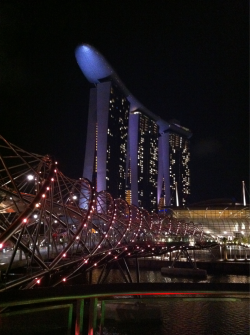 At the Helix bridge going to MBS for a late
