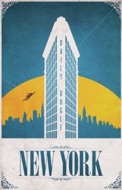 teabreakblog:  Comics and superheros have infiltrated nearly every part of popular culture. These lovely retro-style posters are by designer Justin Van Genderen, featuring comic book locations as holiday destinations.  (via Design Taxi) 