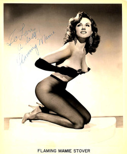 &ldquo;Flaming&rdquo; Mamie Stover Vintage promo photo personalized: “To Larry, a doll!..”