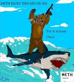 Idk about meth, but I will always support bears with automatic weapons riding sharks