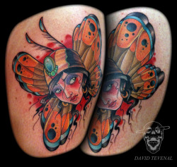 fuckyeahtattoos:  A gypsy moth on the thigh. Tattoo by David Tevenal - http://www.davetattoos.com 