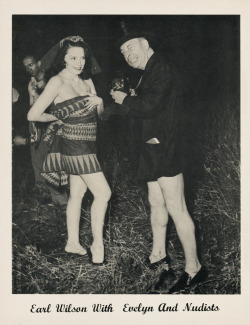 Newspaper columnist Earl Wilson visits Evelyn West (aka. &ldquo;The โ,000 Treasure Chest&rdquo;) at a nudist park; sometime in the 1950&rsquo;s..
