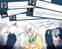 askthehost:  Really now, y-you tumblr folk sure do have some s-strange reque— AHHHHHH.[ooc: sorry Ryou. But yes, it seems a few of you wanted him to be neko-afied, YOU CRUEL PEOPLE. Other than that, thank you for the wonderfully amusing suggestions