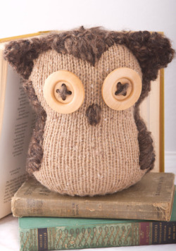 omgsocuteiwantthat:  Little owl plushie with buttons for eyes, by zinlove on Etsy! http://www.etsy.com/listing/80680621/owl-plush-upcycled-sweater-stuffed (ย) 