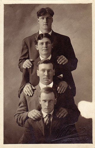 Porn photo blackandwtf:  1910 Four men in Astoria, Oregon.