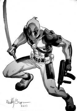 reillybrown:  A Deadpool Drawing I did at Baltimore Con. If you haven’t checked it out yet, Comixology is currently uploading issues of my Cable &amp; Deadpool run on their app/website.  Check it out here— https://comics.comixology.com/#/series/843
