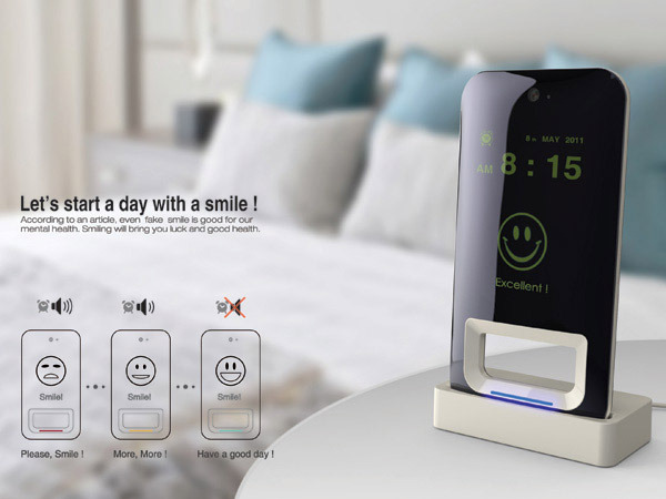 toocooltobehipster:  An alarm clock which will only switch off if you smile at it.