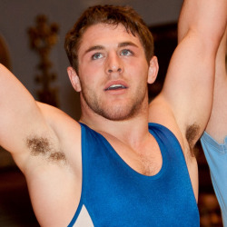 texasfratboy:  wrestler armpit heaven!Â  what a hunk! (and love the sexy blue eyesâ€¦) 