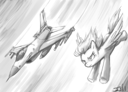 Rainbow Dash versus a jet. Requested in the Livestream.