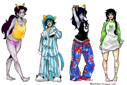 bl1ndx3no:  the-signless-disciple:  blunttheking:  naphal:  mediarama:  cloudymew:  alyssaties:  PJstuck girl styles~ first time drawing a few of these characters…and rose omfg im dying she is so out of place in all the dark hair /sob  terezi’s slippers