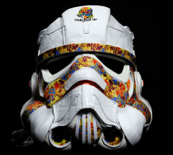 :  Freehand Profit fabricated a unique helmet made of Adidas Sneakers entitled “All Day I Dream About Stormtroopers” for the “Star Wars Remix” blog. 