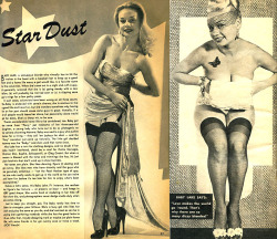 Star Dust.. A couple pages featuring popular &lsquo;LATIN QUARTER&rsquo; showgirl: Baby Lake;  from an unknown men&rsquo;s magazine.. My best guess, would be that it&rsquo;s dated from the early 1950&rsquo;s..