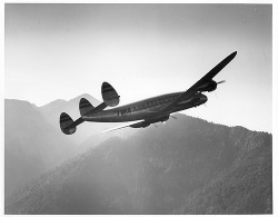 youlikeairplanestoo:  Beautiful backlit photo of this TWA Constellation in flight, May 2, 1947. Always graceful looking. Photo courtesy of UNLV Libraries Digital Collections. Full version here. 