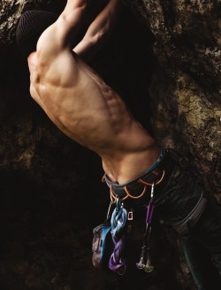 rippedandfit:  Climbers don’t use weights or machines but still look like this bc they fight gravity the whole way. 