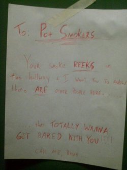 collegehumor:  Awesome Note to Pot- Smoking