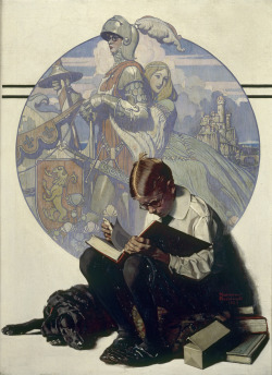 mediumaevum:  Norman Rockwell, Boy reading an adventure story (One of the best feelings in the world… I’m just going to finish this paragraph…Page… Well, only two pages until I finish the chapter… Just to see how the next one begins…No way!…