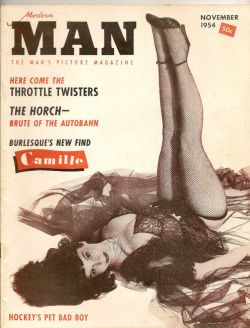 laughinatya: Patti Waggin graces the cover of the November 1954 cover of ‘Modern MAN’ magazine..