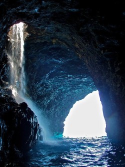 bluepueblo:  Sea Cave Waterfall, Kauai, Hawaii