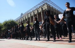 imnothatingimjustsaying:  mohandasgandhi:  nomellamoliz:  so this made my day today:: Hundreds of students dressed in black holding signs that read “UC us now?” &amp; “Don’t UC us?”, joined hands in protest against the “Increase Diversity