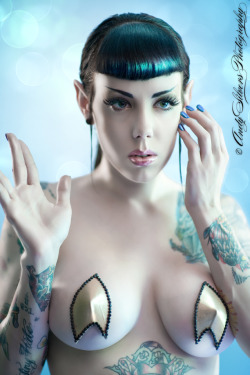 gothfoxdesigns:  Live long and prosper! Couture Trek Pasties by Gothfox DesignsModel: Miss Voodoo ValentinePhotographer: Andy Silvers 