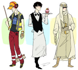 LOL JK here are some not stupid disguises also sherlock trying to be sweet and being creepy instead  charles-alford: Can you do Sherlock in a disguise??                                                 geeksweetie: If you&rsquo;re still taking requests,