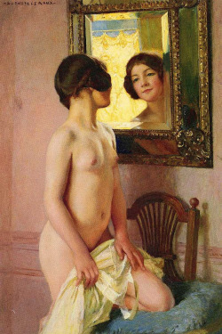 art-mirrors-art:  Jules Marie Auguste Leroux - The mirror (1910) 