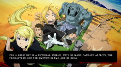 fmaconfessions:  “For a show set in a fictional world, with so many fantasy aspects, the characters and the emotion in fma are so real” http://fmaconfessions.tumblr.com/ 