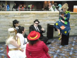 sirseph:  pantskit:  djavjr:  antipediophobe:  lamptoast:  ricrodrigo:  Ms. Frizzle reading Cosmos by Carl Sagan  The best thing   Note the Homestucks in the back  Note the Carmen Sandiego and Blues Brothers in the front.  I think I see Hatsune Miku